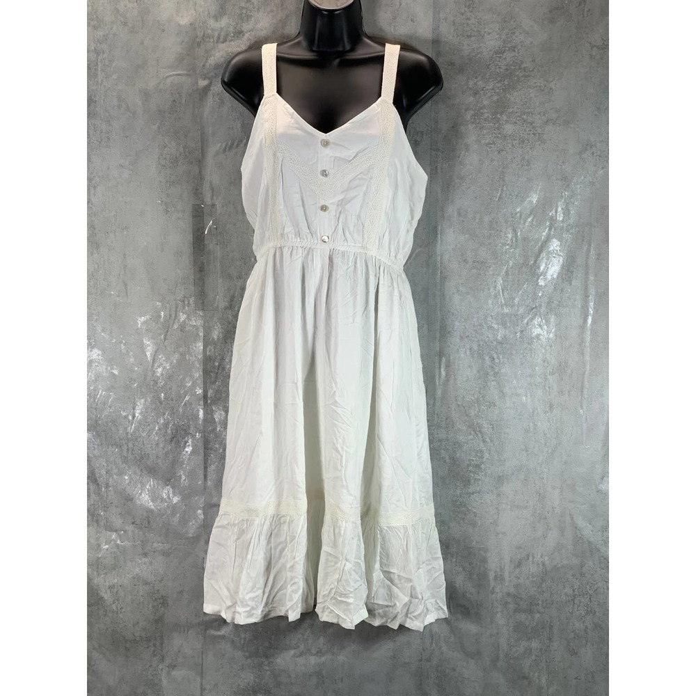 Jamie & Layla Women's Petite Bright White Tiered Gauze Midi Shift Dress SZ P/M